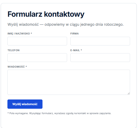 DAG — formularz kontaktowy